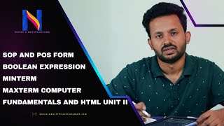 SOP AND POS FORM BOOLEAN EXPRESSION MINTERM MAXTERM COMPUTER FUNDAMENTALS AND HTML UNIT II [upl. by Heidie500]