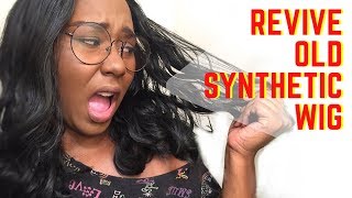 How To Curl Cheap Synthetic Wig  Affordable Wig Revival  Cheap Wig Slay [upl. by Saidee157]