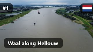 The Waal River Near Hellouw During A Cloudy Summer Day  Gelderland The Netherlands drone 1080p [upl. by Fagin]