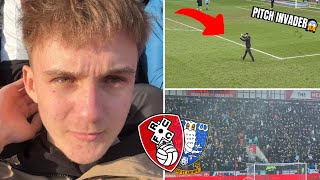 DERBY DAY limbs at Rotherham vs Sheffield Wednesday FT PITCH INVADER [upl. by Adnawad]