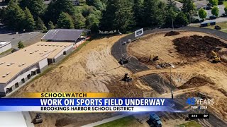 BrookingsHarbor School District working on new sports field [upl. by Ardelia]