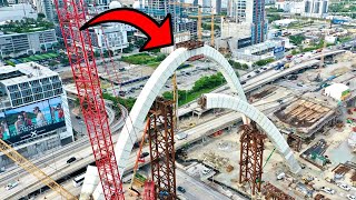 Miamis Signature Bridge Has The First Arch CONNECTED  Year 3 Update [upl. by Browne3]