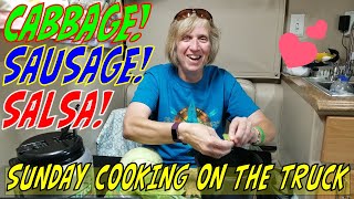 Low Carb Cabbage and Sausage  Sunday Cooking on the Truck 5  Its A Highway Vlog  24 [upl. by Persse]