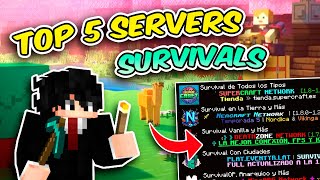 LOS 5 MEJORES SERVERS SURVIVAL 2024🔥 Java Y BedrockPE ✅ Minecraft No Premium y Premium 18 a 120X [upl. by Neerihs]