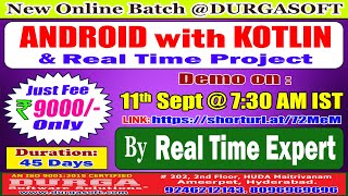 ANDROID with KOTLIN Online Training  DURGASOFT [upl. by Yllas556]