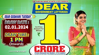 DEAR GODAVARI TUESDAY WEEKLY DRAW TIME 1 PM ONWARDS DRAW DATE 02012024 LIVE FROM KOHIMA [upl. by Thordis]