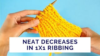 Neat Decrease in 1x1 Ribbing  StepbyStep [upl. by Verlee]