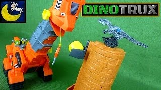 DINOTRUX Skyas Tall Tail Slide Playset Toy Review Video with Skya Revvit and 2 Scraptors [upl. by Dhruv]