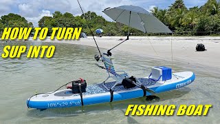 Cheap inflatable SUP Paddle Board with Electric Fin and Beach Chair Turn SUP into Fishing machine [upl. by Phillida]