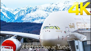 Huge Airplane Graveyard Airbus A380 Storage Retirment Tarmac Aerosave at Tarbes [upl. by Ainesy]