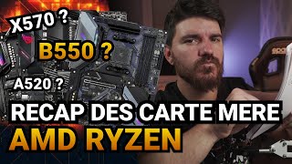 Récap des différences entre les cartes mères AMD Chipset  x570  B550  B450  A520  A320 [upl. by Arfihs600]