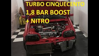 Fiat Cinquecento 18 bar BOOST TURBO EMU acceleration 0180kmh [upl. by Airbma]