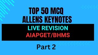 Top 50 MCQ from Allens keynotes l AIAPGET tips tricks l AIAPGET 2024 l aiapget2024 aiapget bhms [upl. by Yenrab330]