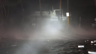 Hurricane MILTON Smashes into Venice Florida  Storm Surge Roaring in  Roofs Coming off 10092024 [upl. by Sonahpets]