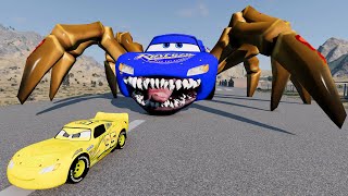 Live Crazy Escape From Lightning McQueen Eater  McQueen VS Lightning McQueen Eater  BeamNGDrive76 [upl. by Bonilla]