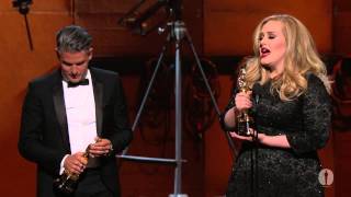 Adele Adkins and Paul Epworths quotSkyfallquot Wins Best Original Song  85th Oscars 2013 [upl. by Allwein642]