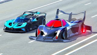 Devel Sixteen GTRS vs Bugatti Bolide  Drag Race 20 KM [upl. by Lasyrc]