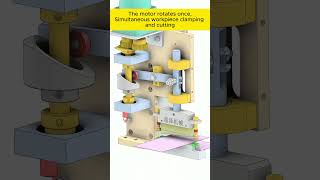 Simultaneous workpiece clamping and cutting mechanical engineering mechanism cad solidworks [upl. by Arotak465]