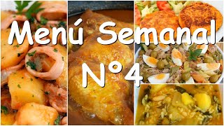 Menú Semanal Nº 4 5 Recetas Fáciles para cada día de la Semana [upl. by Dobb]