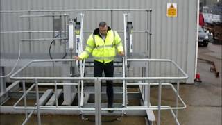 Safe tanker access  folding stairs with air power for road and rail tankers and ISO containers [upl. by Hseham439]