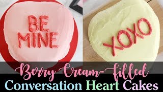 Berry Cream Filled Conversation Heart Cakes [upl. by Gnav141]