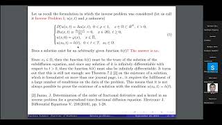 RAshurovInverse Problem of Determining the Order of Fractional Derivative in Partial Derivative Eq [upl. by Siver26]