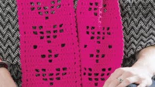 Easy Filet Crochet Heart Scarf [upl. by Rafter]