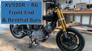 XV920R Virago Cafe Racer  EP4  R6 Front End Cognito Risers amp Renthal Bars [upl. by Pliske152]