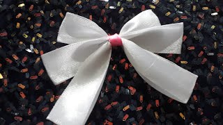 3 layer white ribbon bow making [upl. by Inafetse]