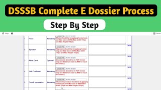 DSSSB Complete E dossier Process Step By Step 2021 How to fill DSSSB E Dossier Documents List [upl. by Aimik870]