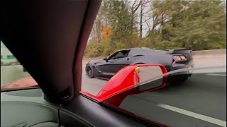 C6 Z06 VS C7 Grandsport  Vettes Cutting Up In Traffic [upl. by Oirogerg]