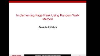 Implementing PageRank Using Random Walk Method Part  1 [upl. by Bedell723]