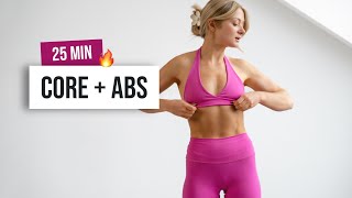 25 MIN INTENSE CORE  ABS Workout  No Equipment Home Workout for strong and defined Abs [upl. by Mallin]