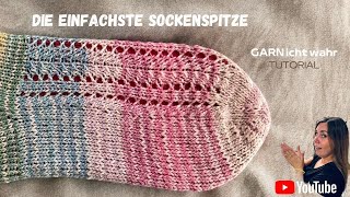 Tutorial Die einfachste Sockenspitze  Sockenstricken für Anfänger [upl. by Akinot845]