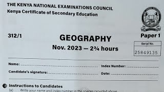 KCSE 2023 Geography Paper 1 section A questions and answers marking scheme [upl. by Goar]