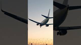 B737 landing at Larnaca airportairplane sea aviation sunset planespotting cyprusisland cyprus [upl. by Deny]