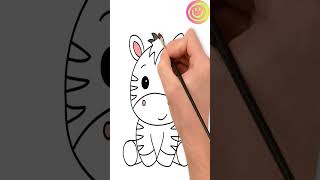 Easy Baby Zebra Drawing Tutorial for Kids [upl. by Mollie]