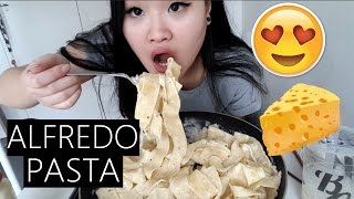 Alfredo Fettuccine Pasta  Mukbang English [upl. by Darell]