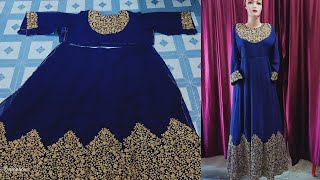 Semi Stitched Long Gown cutting and Stitching full Tutorial  Semi stitched Gown [upl. by Bolt514]