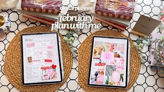 february plan with me 💌🍒🌶️ ipad digital planner  vision board goal setting amp new stickers [upl. by Gowon]