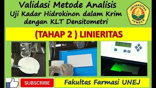 LINIERITAS Validasi Metode Analisis Uji Kadar Hidrokinon dalam Krim dengan KLT Densitometri [upl. by Rj740]