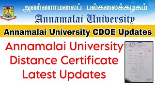 Annamalai University CDOE Certificate Latest Updates 👍 [upl. by Zilef]