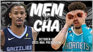 Memphis Grizzlies vs Charlotte Hornets Full Game Highlights  Oct 10  202425 NBA Preseason [upl. by Coopersmith657]