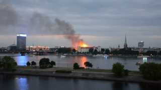 Riga Castle on Fire  Deg Prezidenta pils 2013 [upl. by Mira]