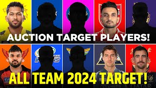 IPL 2024  ALL 10 Teams ONE CONFIRM Target  IPL 2024 AUCTION  TARGET Players List  Analysis [upl. by Vina]