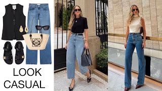 LOOKS CASUALES  COMBINACIONES BÁSICAS CON JEANS  FASHION 2024 [upl. by Eilojne]