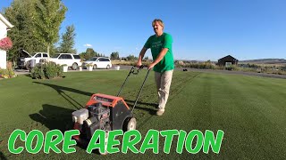 Aerate the Lawn CORE AERATION Raise a sprinkler head [upl. by Bourque614]