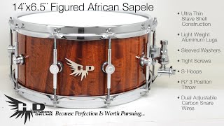 Stave Snare Drum Demo Hendrix Drums Figured Sapele 14x65 Snare at DCP [upl. by Sylvester]