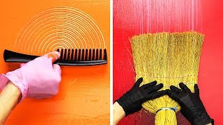 23 WALL PAINTING IDEAS USING ORDINARY THINGS [upl. by Novyad]