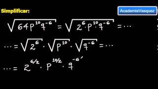 Radicación con Expresiones Algebraicas Ejercicio 2 [upl. by Tracee169]